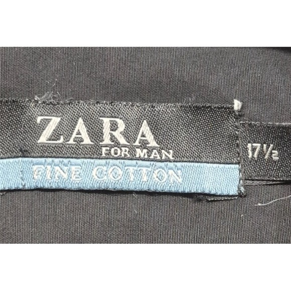 Zara for Men men's black button up long sleeve dress shirt sz.‎ 17.5 Fine Cotton - Picture 4 of 9